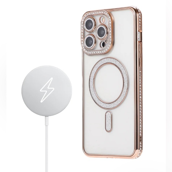 GOLD GLAM DIAMOND BLING MAGSAFE PHONE CASE - Picture 7 of 10